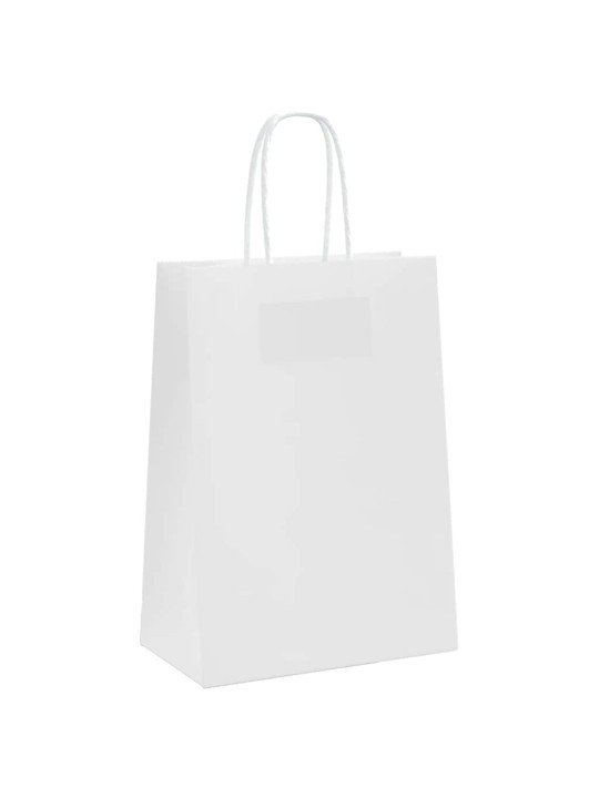 Papírové tašky 50 ks s uchy bílá 15x8x21 cm
