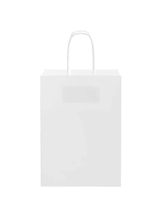 Papírové tašky 50 ks s uchy bílá 15x8x21 cm