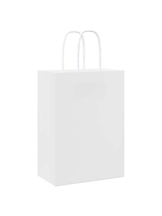 Papírové tašky 50 ks s uchy bílá 15x8x21 cm