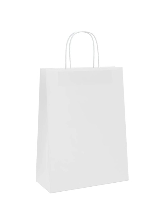 Papírové tašky 50 ks s uchy bílé 26x12x35 cm