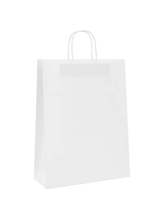 Papírové tašky 50 ks s uchy bílé 32x12x42 cm
