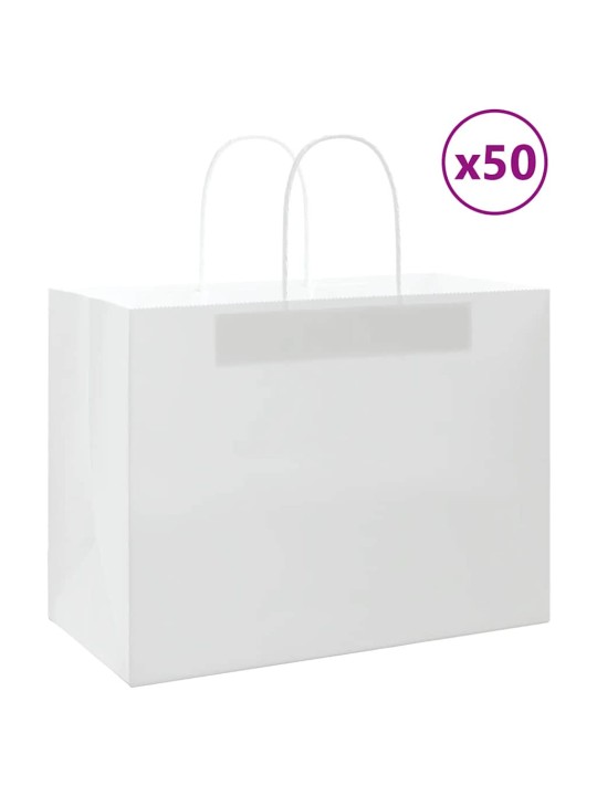 Papírové tašky 50 ks s uchy bílé 32x17x25 cm
