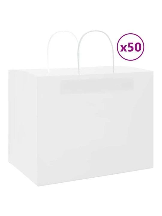 Papírové tašky 50 ks s uchy bílé 32x22x24 cm
