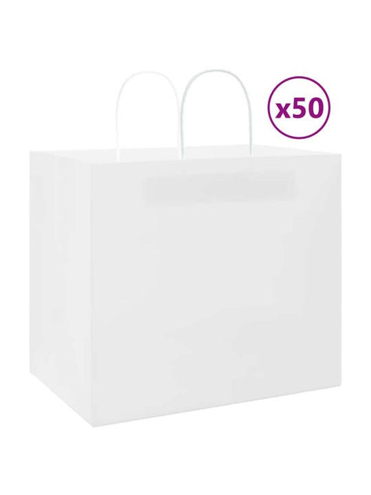 Papírové tašky 50 ks s uchy bílé 32x22x28 cm