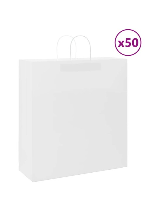 Papírové tašky 50 ks s uchy bílé 45x17x48 cm