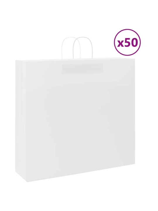 Papírové tašky 50 ks s uchy bílé 54x15x49 cm