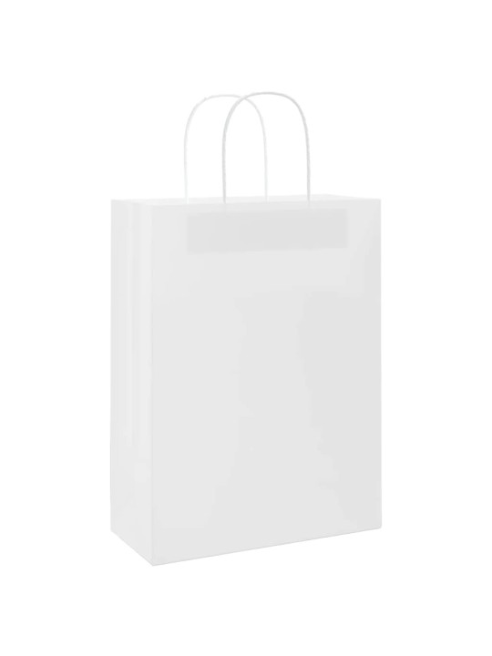 Papírové tašky 250 ks s uchy bílá 26x12x35 cm
