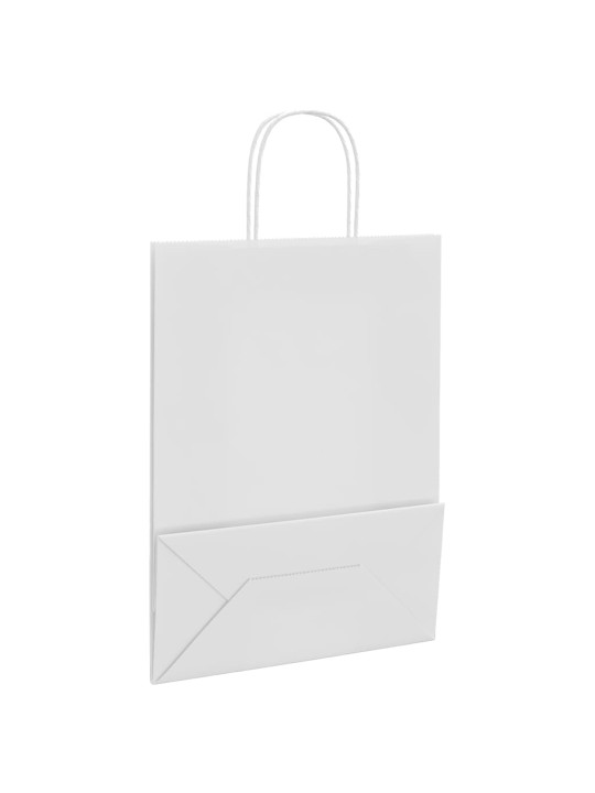 Papírové tašky 250 ks s uchy bílá 26x12x35 cm