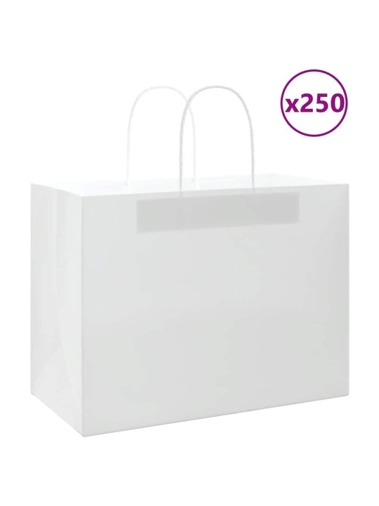 Papírové tašky 250 ks s uchy bílé 32x17x25 cm