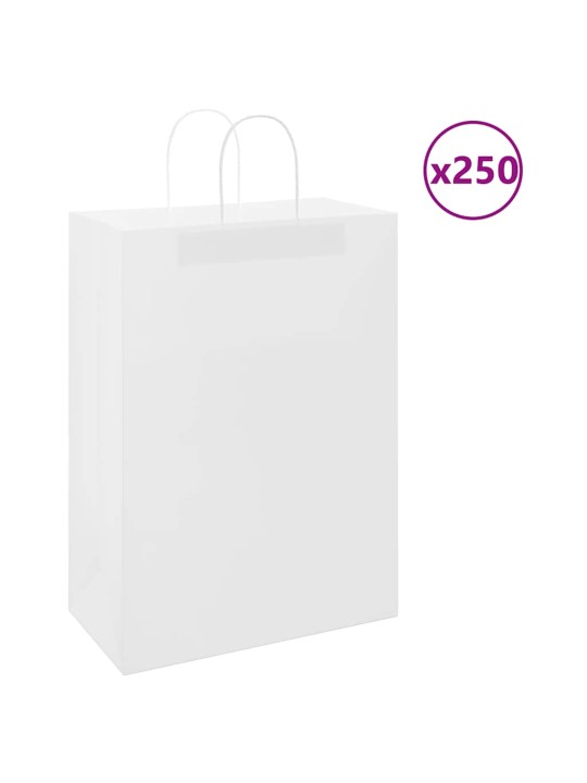 Papírové tašky 250 ks s uchy bílé 32x17x44 cm