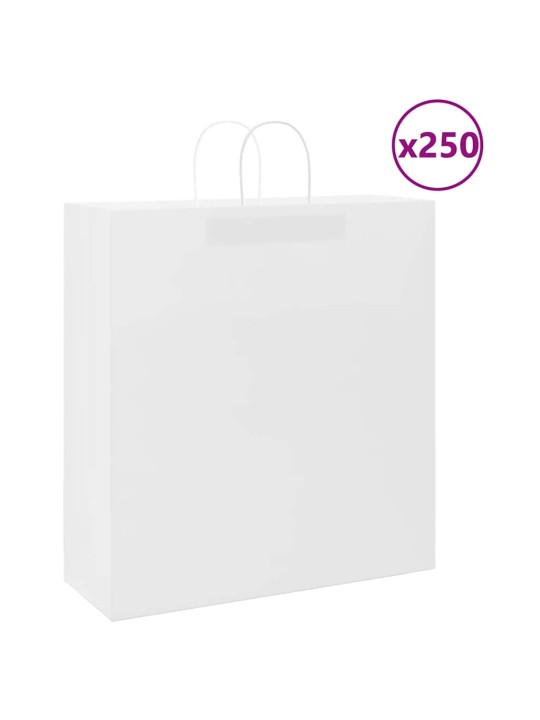 Papírové tašky 250 ks s uchy bílé 45x17x48 cm