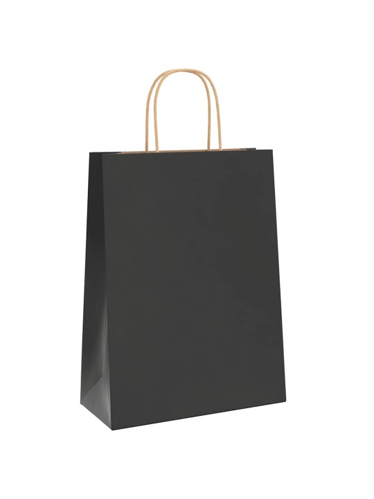 Papírové tašky 50 ks s uchy černé 26x12x35 cm