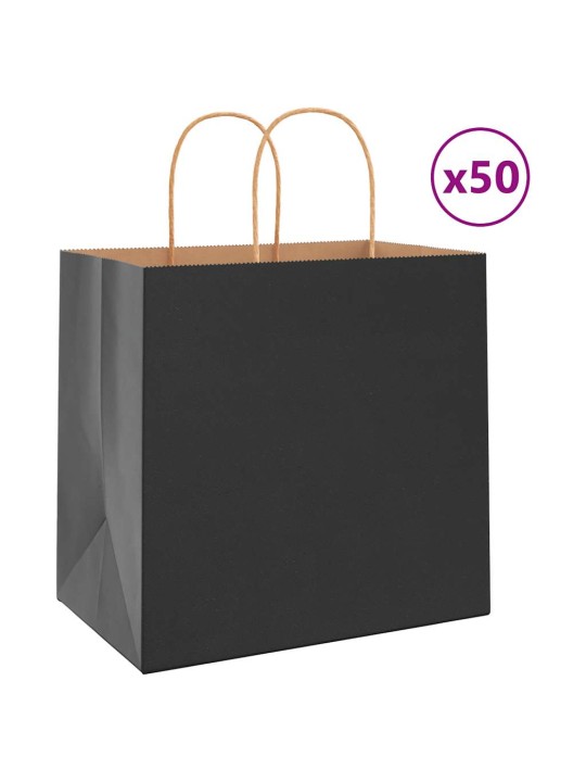 Papírové tašky 50 ks s uchy černé 26x17x25 cm