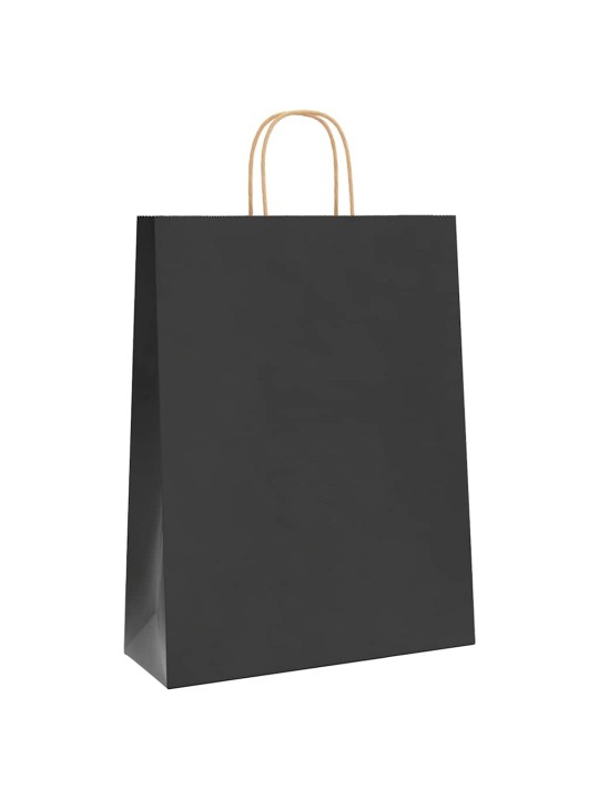 Papírové tašky 50 ks s uchy černé 32x12x42 cm