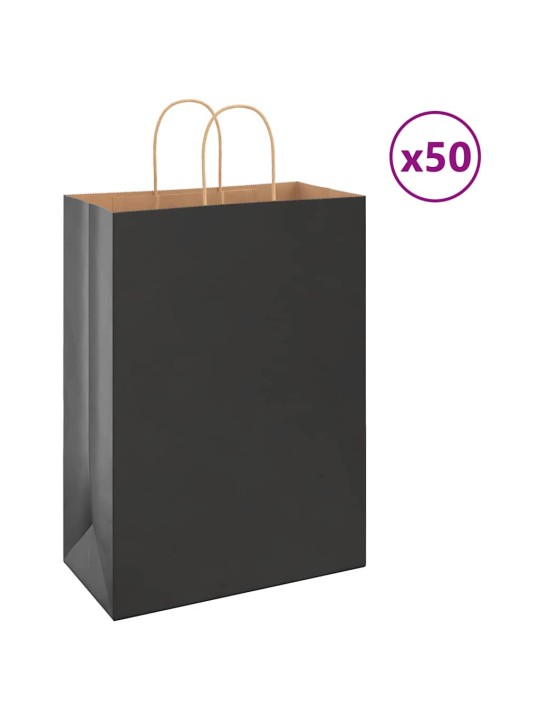 Papírové tašky 50 ks s uchy černé 32x17x44 cm