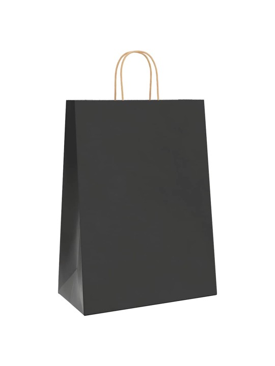 Papírové tašky 50 ks s uchy černé 32x17x44 cm