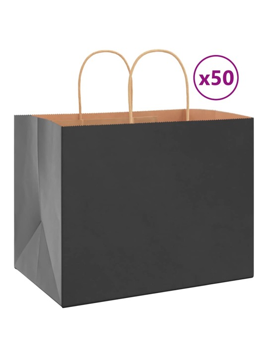 Papírové tašky 50 ks s uchy černé 32x22x24 cm