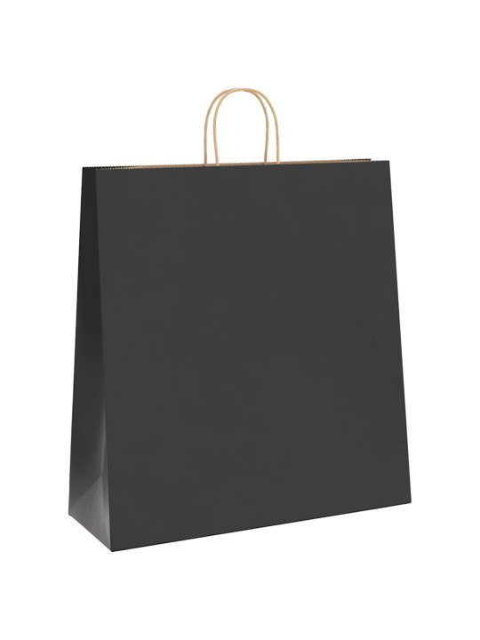 Papírové tašky 50 ks s uchy černé 45x17x48 cm