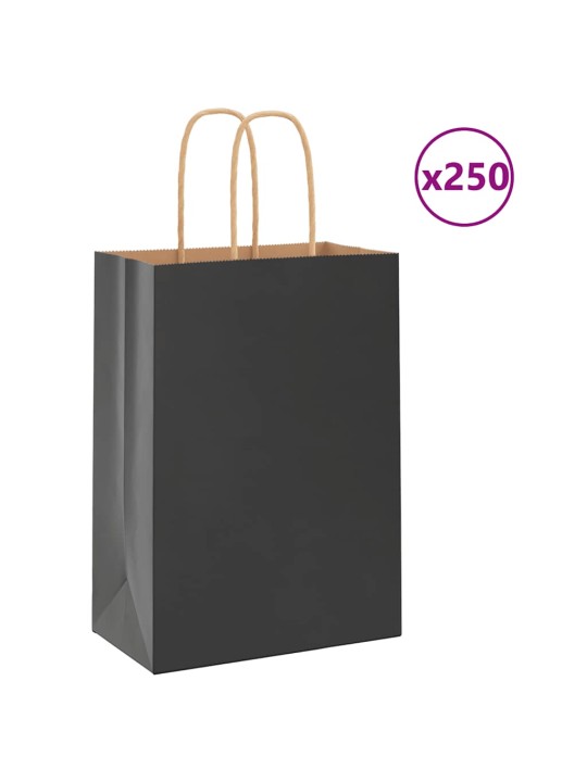 Papírové sáčky 250 ks s uchy černé 15x8x21 cm