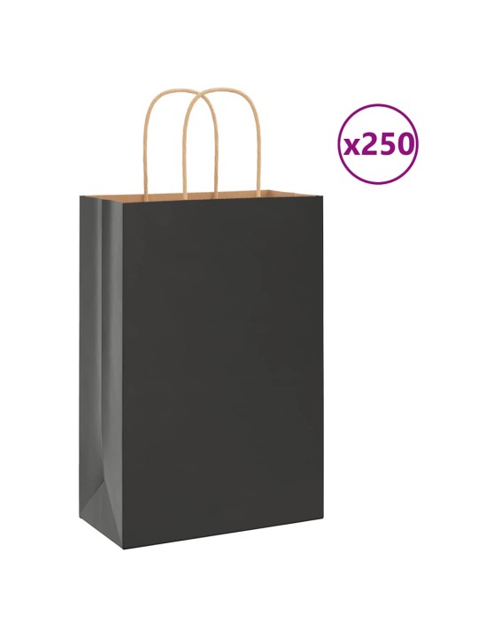 Papírové sáčky 250 ks s uchy černé 21x11x31 cm