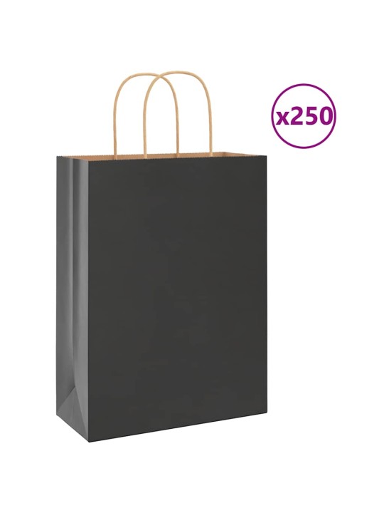 Papírové sáčky 250 ks s uchy černé 26x12x35 cm