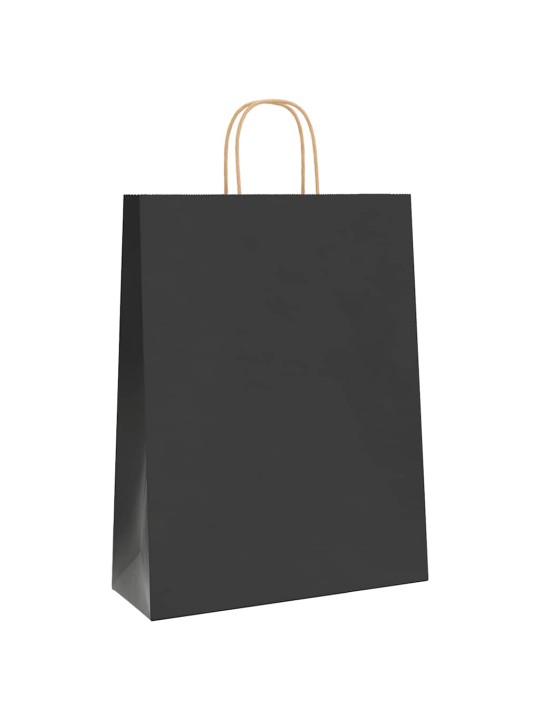 Papírové tašky 250 ks s uchy černé 32x12x42 cm