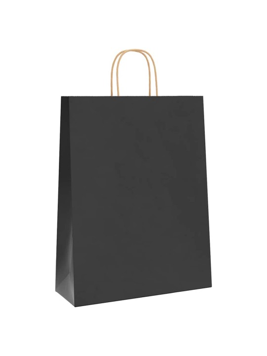 Papírové tašky 250 ks s uchy černé 32x12x42 cm