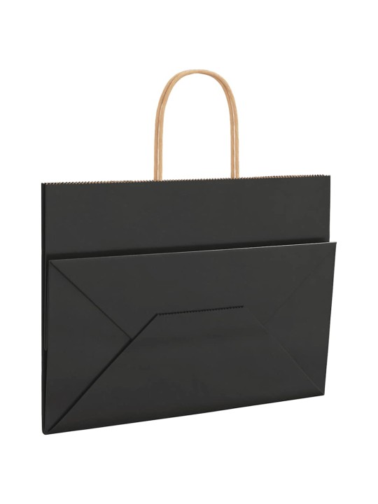 Papírové tašky 250 ks s uchy černé 32x17x25 cm