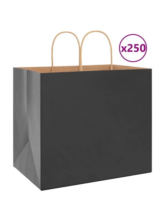 Papírové sáčky 250 ks s uchy černé 32x22x28 cm