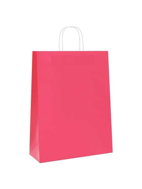 Papírové tašky 50 ks s uchy růžové 32x12x42 cm