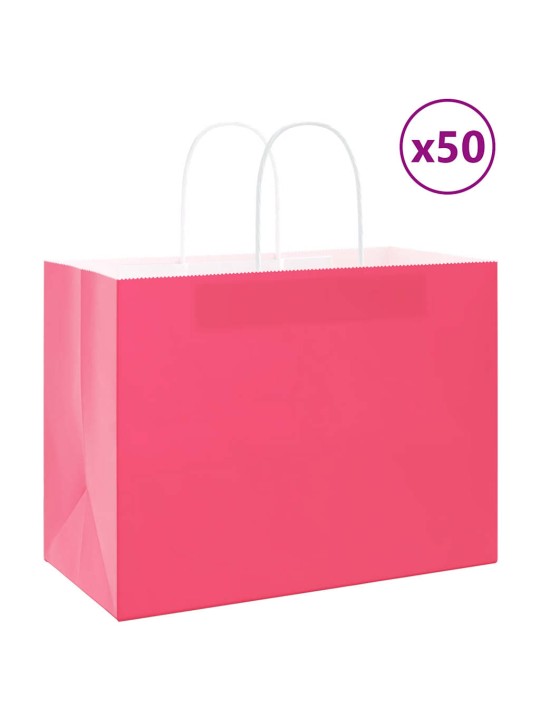 Papírové tašky 50 ks s uchy růžové 32x17x25 cm