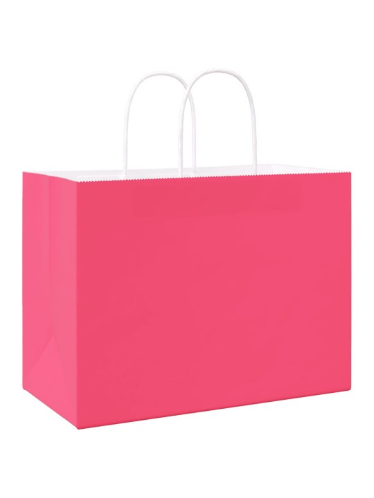 Papírové tašky 50 ks s uchy růžové 32x17x25 cm