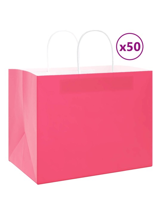 Papírové tašky 50 ks s uchy růžové 32x22x24 cm