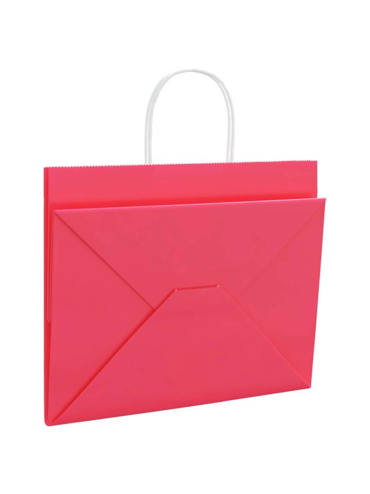Papírové tašky 50 ks s uchy růžové 32x22x24 cm