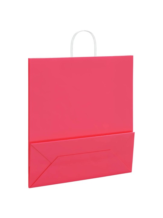 Papírové tašky 50 ks s uchy růžová 45x17x48 cm