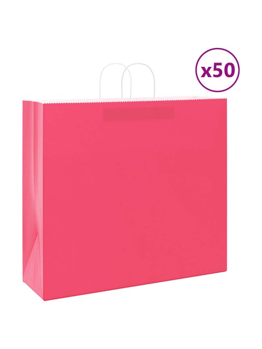 Papírové tašky 50 ks s uchy růžové 54x15x49 cm
