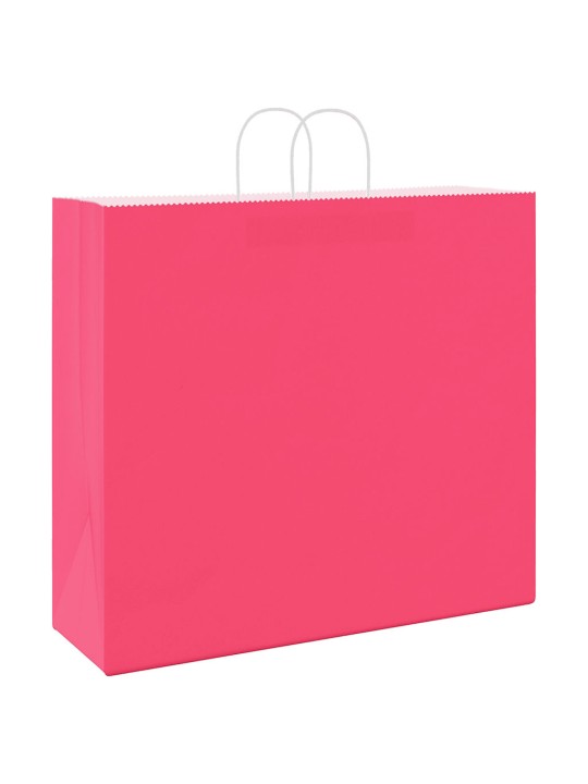Papírové tašky 50 ks s uchy růžové 54x15x49 cm