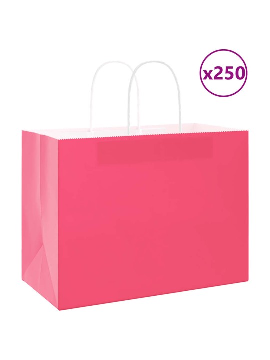 Papírové sáčky 250 ks s uchy růžové 32x17x25 cm