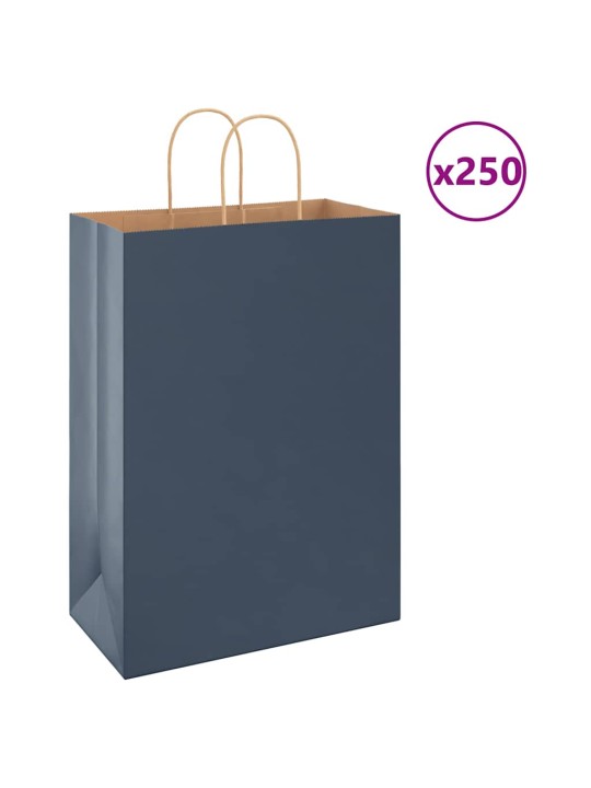 Papírové tašky 250 ks s uchy modrá 32x17x44 cm