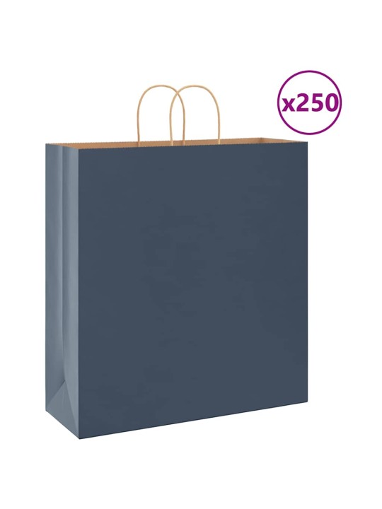 Papírové tašky 250 ks s uchy modrá 45x17x48 cm