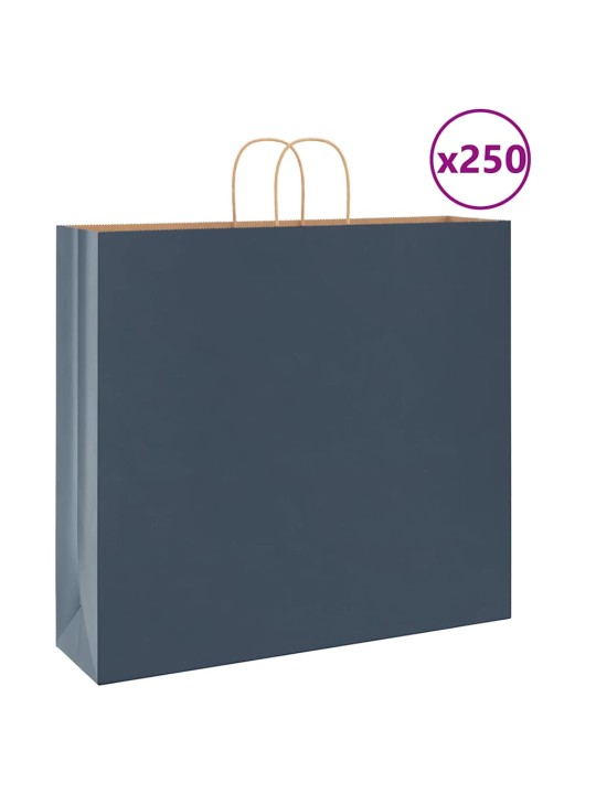 Papírové tašky 250 ks s uchy modrá 54x15x49 cm