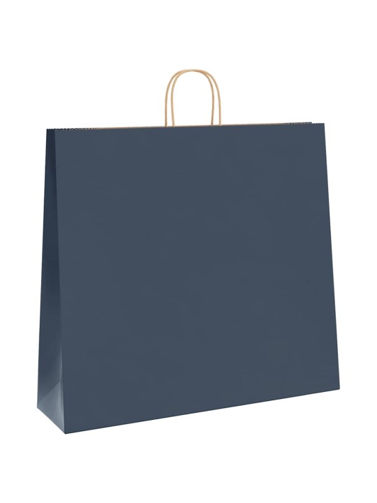 Papírové tašky 250 ks s uchy modrá 54x15x49 cm