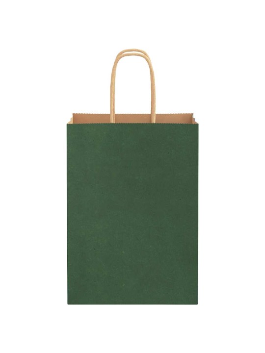 Papírové tašky 50 ks s uchy zelené 15x8x21 cm