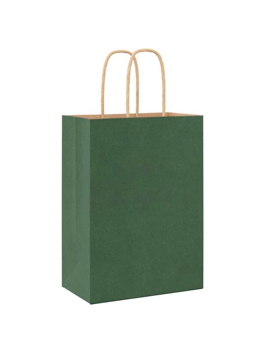 Papírové tašky 50 ks s uchy zelené 15x8x21 cm