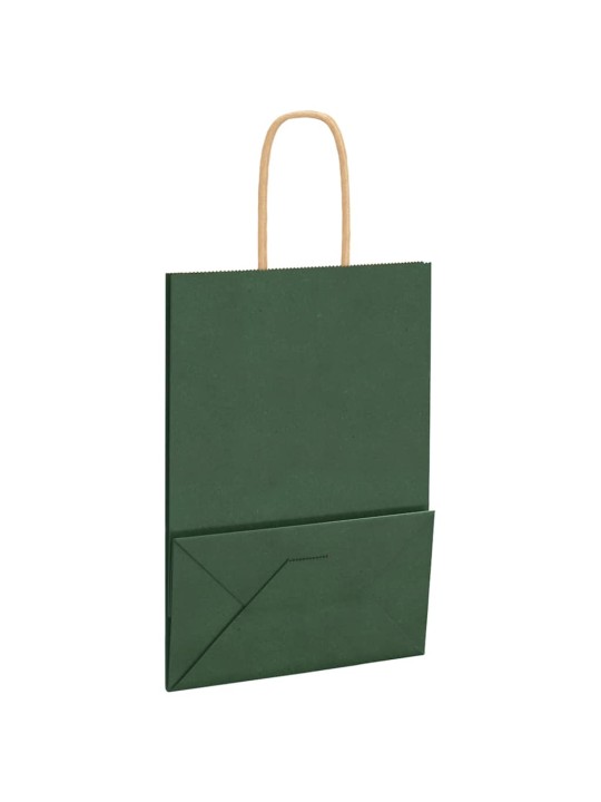 Papírové tašky 50 ks s uchy zelené 15x8x21 cm