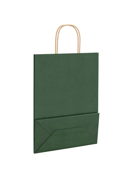 Papírové tašky 50 ks s uchy zelené 26x12x35 cm
