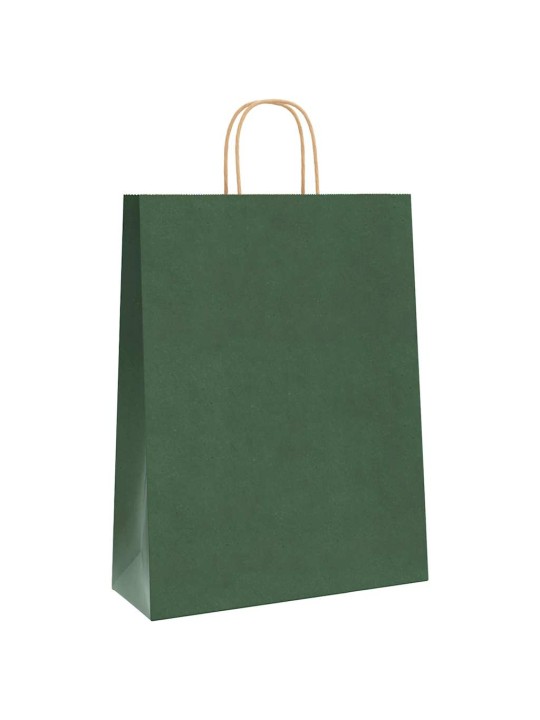 Papírové tašky 50 ks s uchy zelené 32x12x42 cm