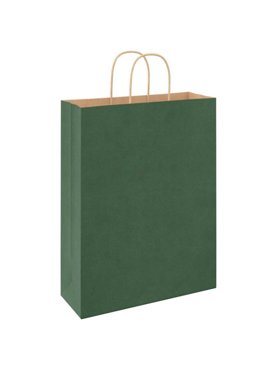 Papírové tašky 50 ks s uchy zelené 32x12x42 cm