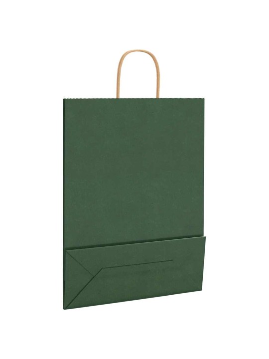 Papírové tašky 50 ks s uchy zelené 32x12x42 cm