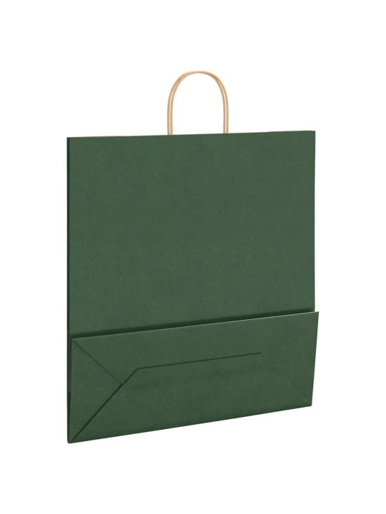 Papírové tašky 50 ks s uchy zelené 45x17x48 cm